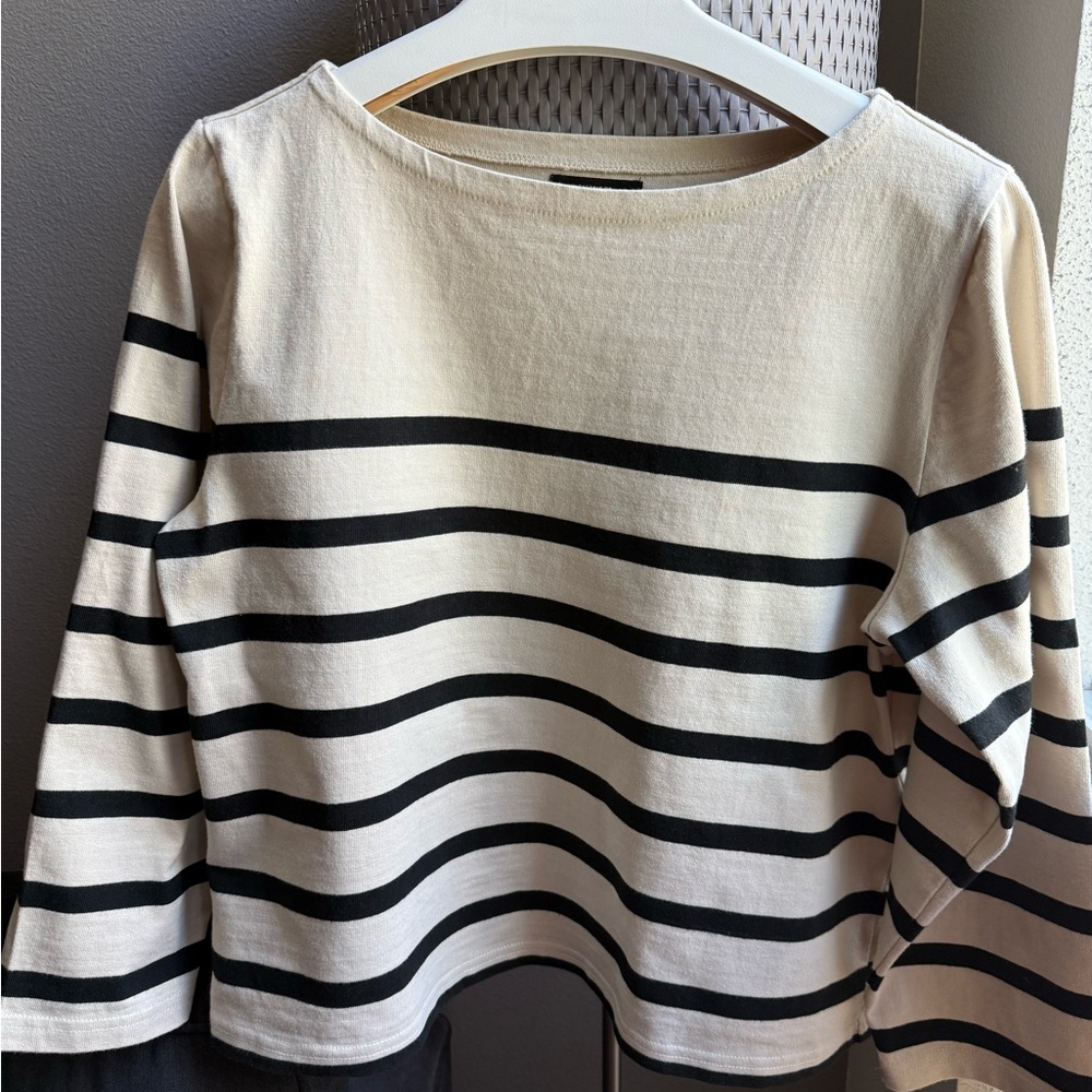 NWOT J. Crew Classic Mariner Cloth Boatneck Natural Black